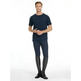 Navy lemieux mens short sleeve equestrian t shirt with subtle chest logo perfect for casual horse riding days