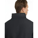 Black lemieux mens waterproof high-neck team jacket with subtle gray embroidery on collar perfect for outdoor use