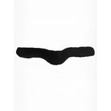 Black faux fur LeMieux Merino+ anatomic jumping girth cover with plush soft texture and contoured shape