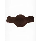 Brown plush fur merino short stud girth cover with contoured shape for anatomic short stud use