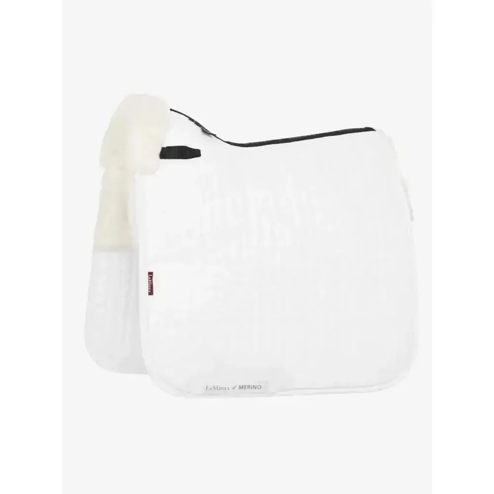 LeMieux Merino+ Half Lined Suede Dressage Square White/White Medium White/White Dressage Saddle Pads