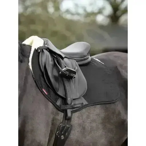 LeMieux Merino+ Half Lined Suede EuroJump Square Black/Natural Medium Black/Natural Saddle Pads
