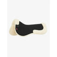 Black lemieux merino+ half pad with natural australian merino fleece trim high quality half for horse riding