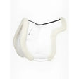 White sheepskin saddle pad with black trim and subtle logo for lemieux merino+ hunter saddle pad white white