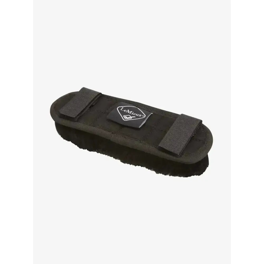 Black lemieux merino+ noseband guard with soft dense bristles and adjustable velcro straps for secure fit