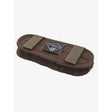 Brown lemieux merino+ noseband guard with reinforced fabric and velcro fasteners for horse bridle strap