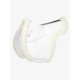 White lemieux merino+ prosorb hunter saddle pad with quilted design and sheepskin lining for comfort
