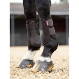 Black lemieux mesh brushing boot with padded sections and mesh in brushing boot brown and red brand tag