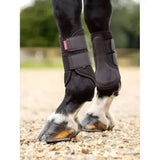 Black lemieux mesh brushing boot brown with mesh and padded sections and red brand tag for hoof protection
