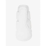 White lemieux mesh brushing boot with velcro straps and breathable mesh for hoof protection