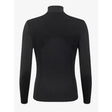 Black lemieux mia mesh long sleeve base layer top with textured, form-fitting design and turtleneck collar