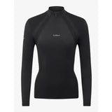 Black lemieux mia mesh long sleeve base layer with sleek quarter zip design in breathable athletic fabric