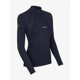 Black lemieux mia mesh long sleeve base layer with quarter zip and subtle white branding perfect for layering