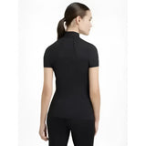 Black lemieux mia mesh short sleeve base layer with high neck made of breathable mesh fabric for active wear