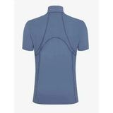 Blue short sleeve lemieux mia mesh base layer ice with high collar and subtle seam detailing for athletic wear