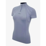 Light gray lemieux mia mesh short sleeve base layer jay blue with quarter zip collar and subtle seam detailing