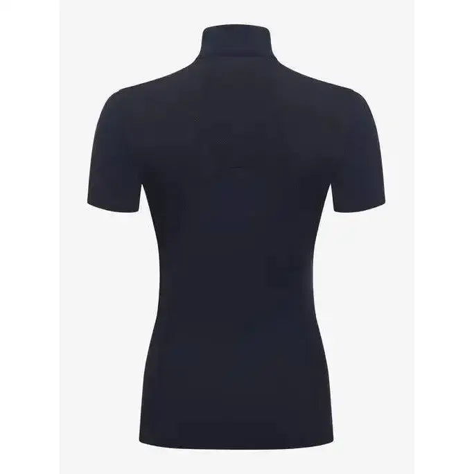 Black short sleeve base layer with smooth form fitting knit fabric lemieux mia mesh short perfect for layering