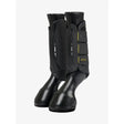 Black lemieux mimsafe xc boot hind with yellow stitching and adjustable straps for horse leg protection