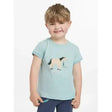 Light blue kids lemieux mini alex tee with short sleeves and printed horse design perfect for casual wear