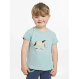 Light blue kids lemieux mini alex tee with short sleeves and printed horse design perfect for casual wear