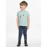 Light blue short sleeved lemieux mini alex tee with a printed horse design in alex tee aqua style