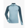 Light blue and dark gray lemieux mini base long sleeve quarter zip base layer glacier with logo on chest