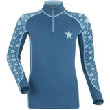 Blue star-patterned long-sleeve lemieux base layer with quarter-zip collar from the mini lemieux range marine collection