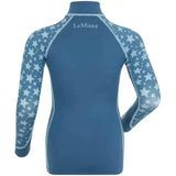 Blue star-patterned long-sleeved lemieux base layer from the mini lemieux range perfect for active wear