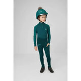 Emerald green lemieux mini base equestrian helmet with fuzzy pom-pom and star embroidery from base layer spruce collection
