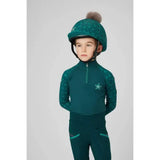 Teal lemieux mini base equestrian helmet with fuzzy brown pom-pom for mini riders base layer spruce style