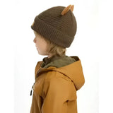 Brown knitted lemieux mini bear beanie alpine with soft rounded ears perfect for cozy winter wear