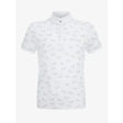 White lemieux mini bella short sleeve polo with subtle gray silhouettes perfect competition wear shirt