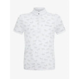 White lemieux mini bella short sleeve polo with subtle gray silhouettes perfect competition wear shirt