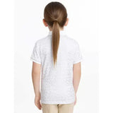 White short-sleeved lemieux mini bella polo shirt white horseshoes with subtle textured pattern perfect for riding