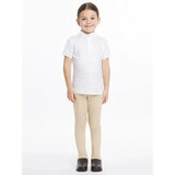 White short-sleeved lemieux mini bella polo shirt white horseshoes with subtle floral embroidery and high collar