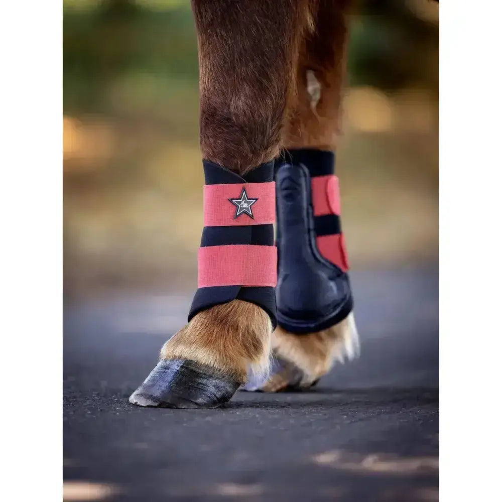 Pink and black striped lemieux mini grafter boot with silver star emblem perfect for grafter boots sienna use