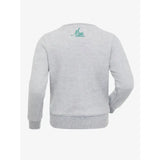 Gray lemieux mini camilla crewneck sweatshirt with subtle texture and small green mimi addict logo at neckline