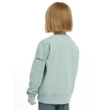 Light blue cotton lemieux mini casey crew sweatshirt with subtle etfleas logo embroidered on the left sleeve