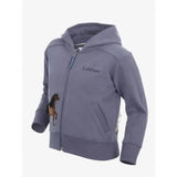 Gray lemieux mini charlie zip kids hoodie in jay blue with a horse appliqué on the left sleeve