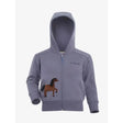 Gray lemieux mini charlie zip hoodie in jay blue with brown horse appliqué on front perfect for casual wear