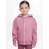 Pink lemieux mini charlie zip hoodie with subtle white heart and star embroidery perfect for kids