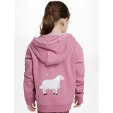 Pink lemieux mini charlie zip kids hoodie with white sheep graphic and star details perfect for everyday wear