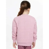 Lemieux mini cici soft pink quilted bomber jacket with horizontal stitching and ribbed cuffs in cici crew blossom style