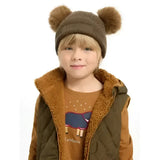Brown knitted lemieux mini clara beanie with fluffy pom-poms perfect for winter warmth and style clara beanie alpine