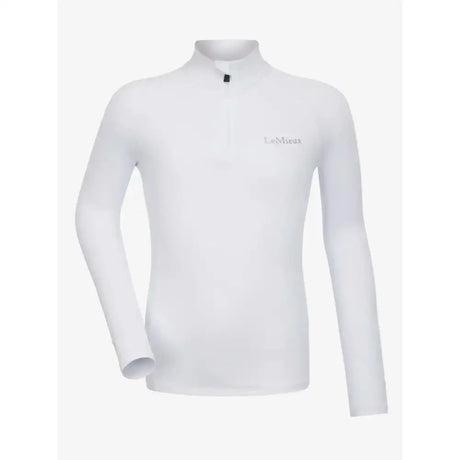 White long-sleeved high-neck lemieux mini classique base layer white with subtle embroidered logo on the chest