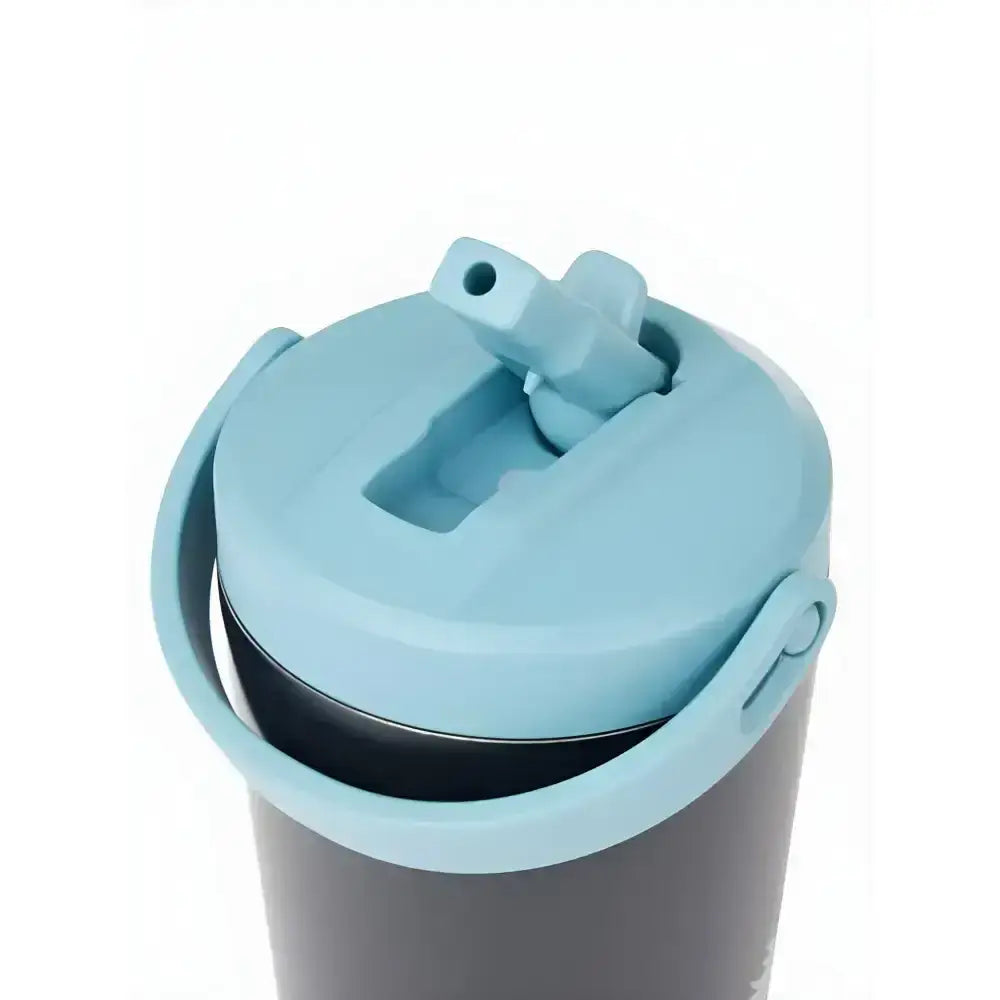 Lemieux mini drinks navy mini drinks bottle with light blue silicone lid and vacuum-insulated stainless steel tumbler