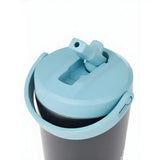 Lemieux mini drinks navy mini drinks bottle with light blue silicone lid and vacuum-insulated stainless steel tumbler