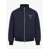 Navy blue lemieux mini elite team jacket with gold zipper embroidered logo and fully taped seams for outdoor use