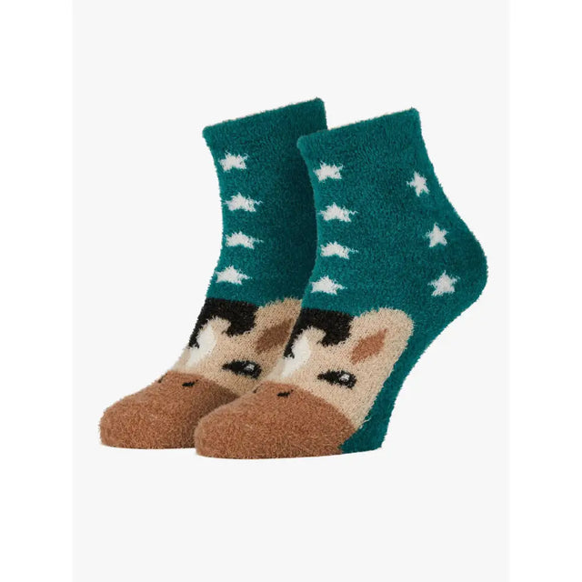 LeMieux Mini Fluffy Character Socks Spruce Child Shoe 6-9 Riding Socks Barnstaple Equestrian Supplies