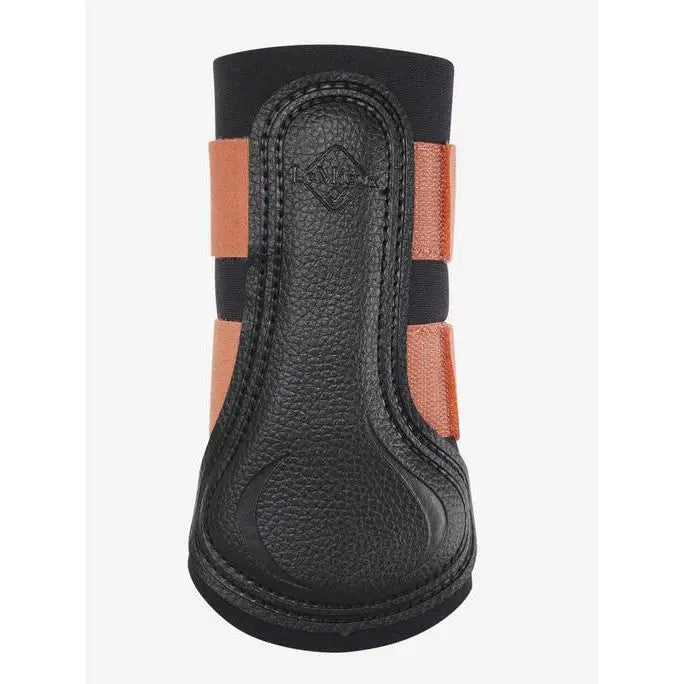 Leather Lemieux Mini Grafter Boots in Apricot with black and tan equestrian design